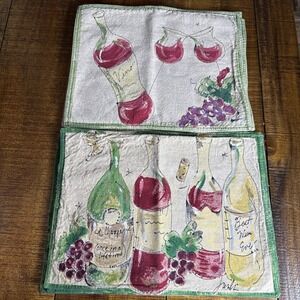 8 Vtg Julia Junkin Studio Collection Artist Series Western Linen‎ Wine Placemats